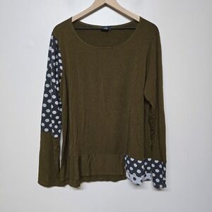 Lisa Bayne Womens Artsy Lagenlook Stripe Polka Dot Tunic‎ Top Sz XL USA